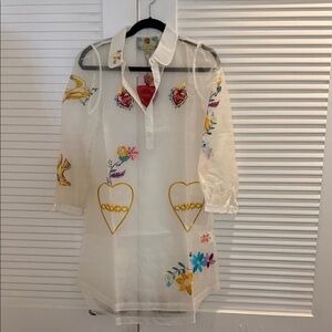 Embroidered Sheer Mini Dress